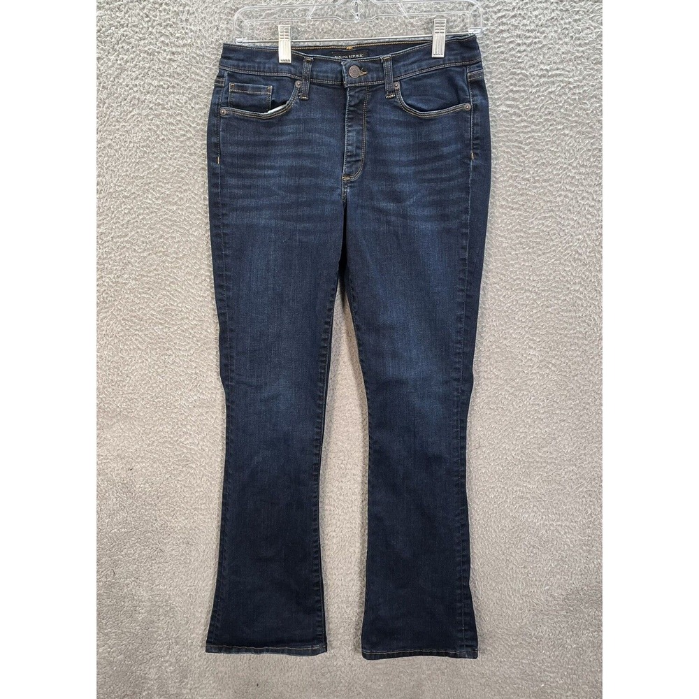 Banana Republic Jeans Womens 28/6 Blue Curvy Sculpt Flared Leg Whiskered‎ Preppy